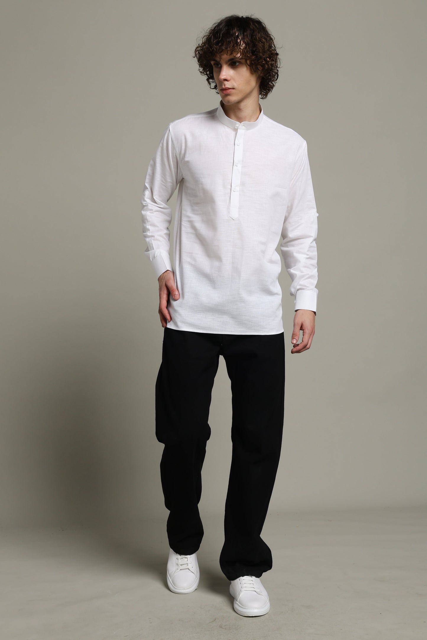 White Linen Short Kurta