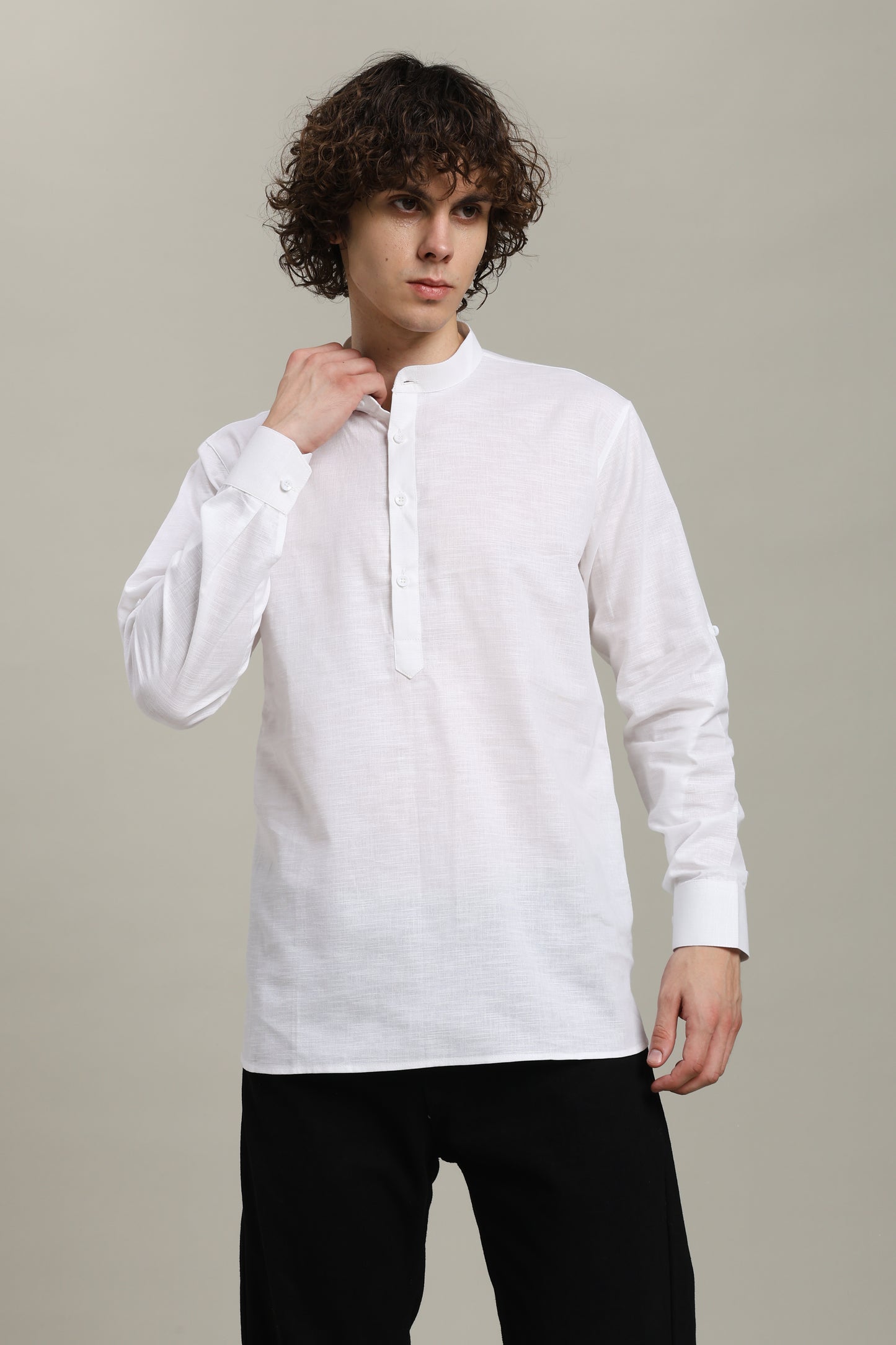 White Linen Short Kurta