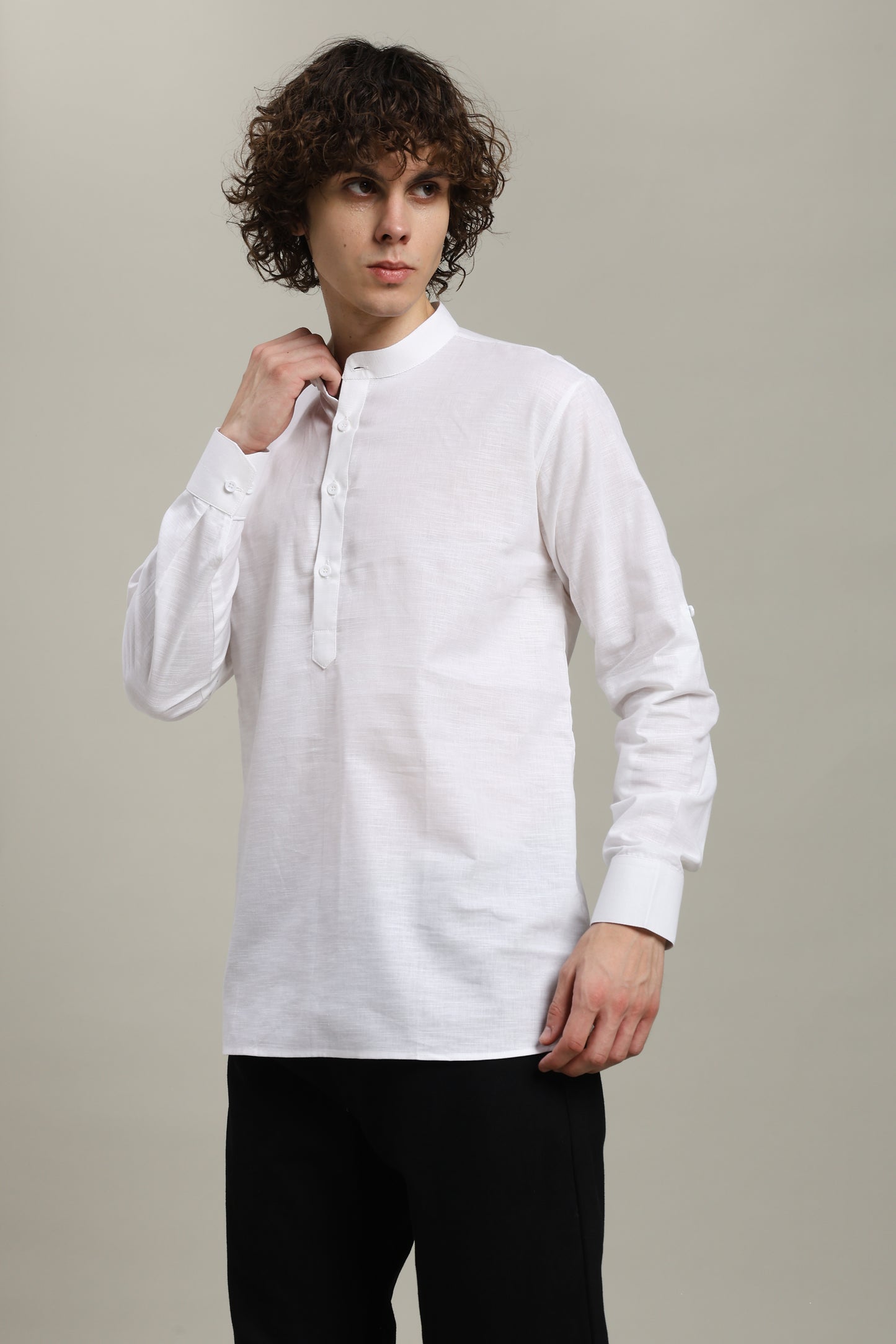 White Linen Short Kurta