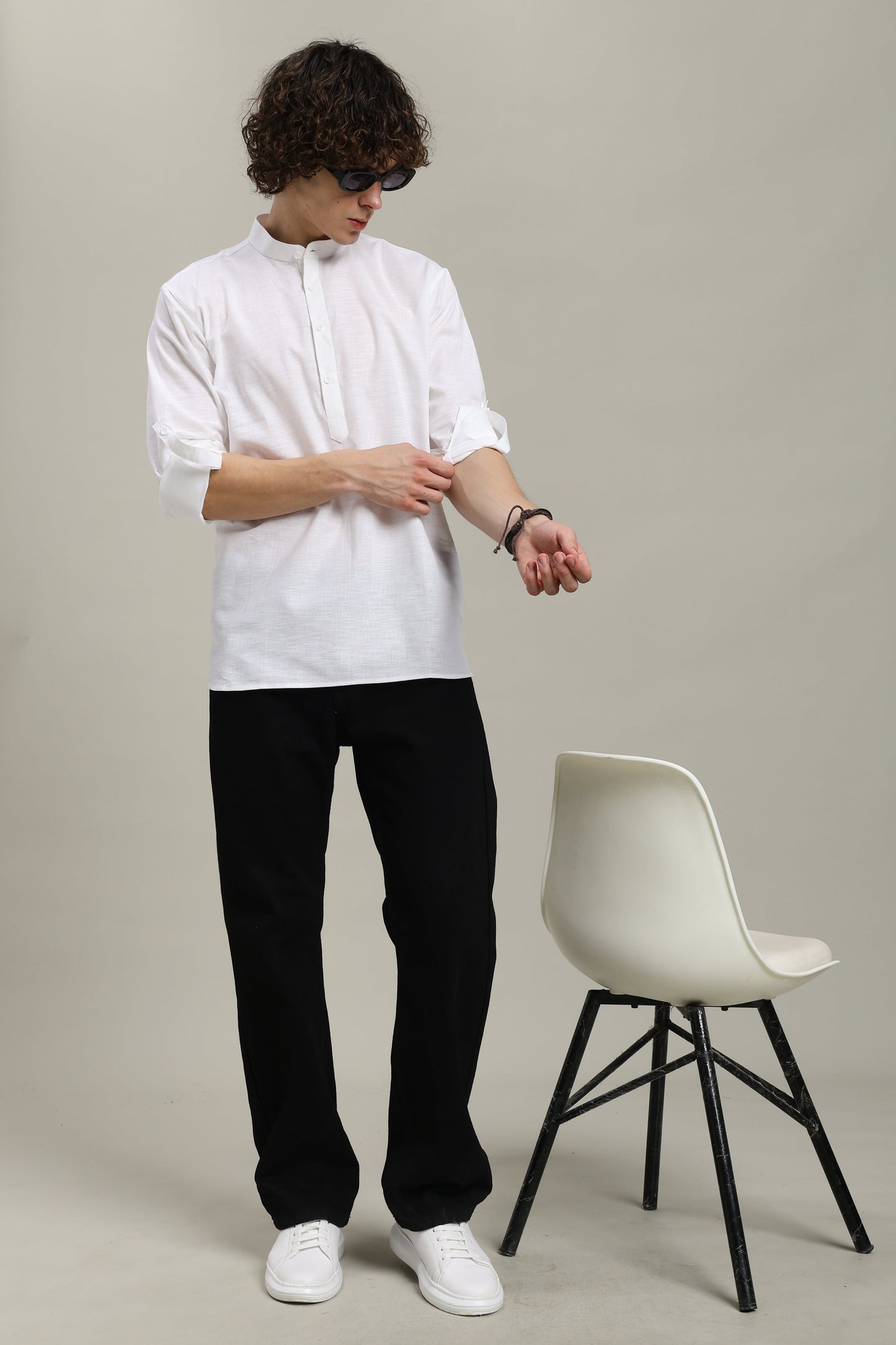 White Linen Short Kurta
