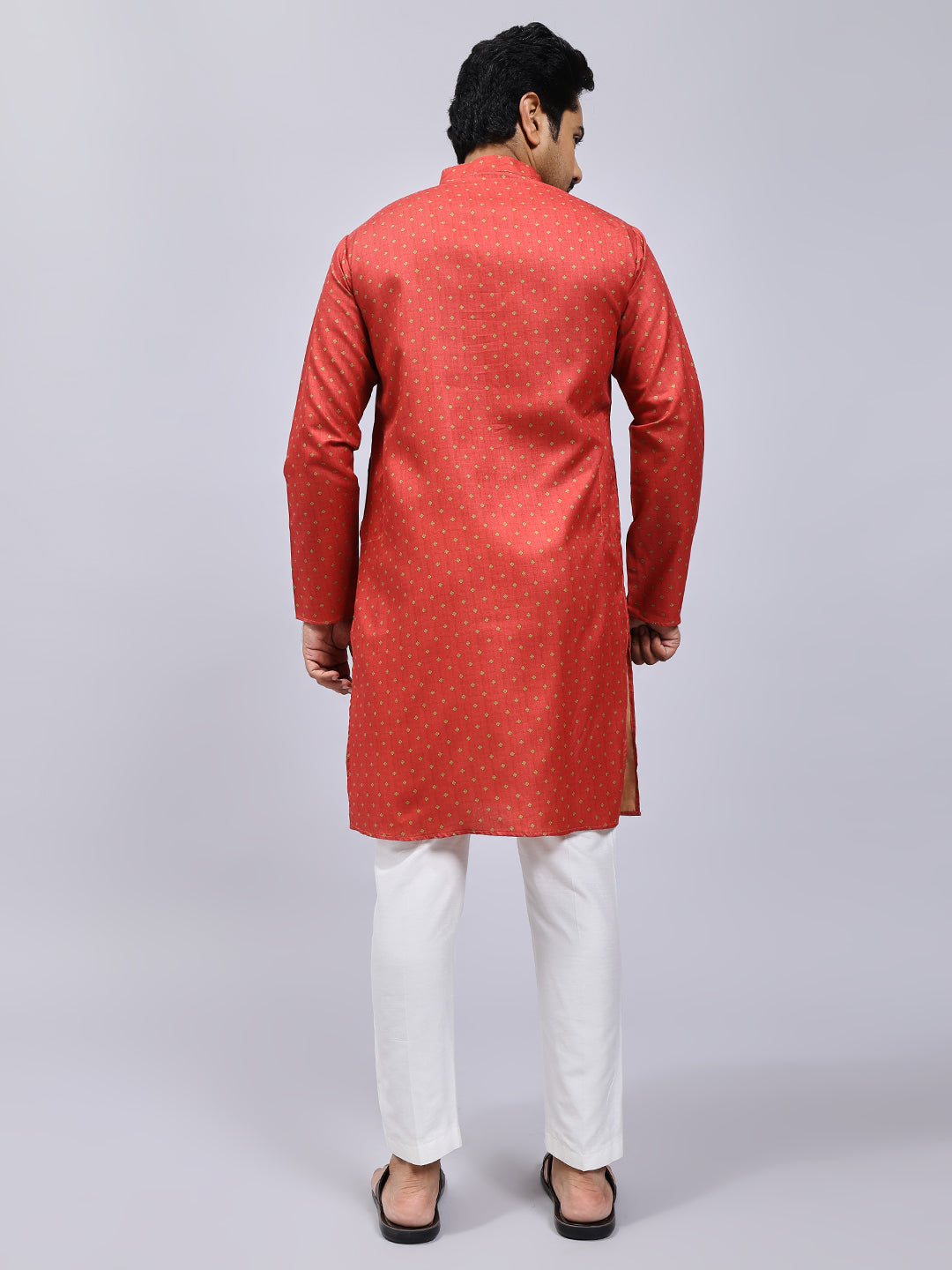 Tangerine Dotted Print Kurta Only