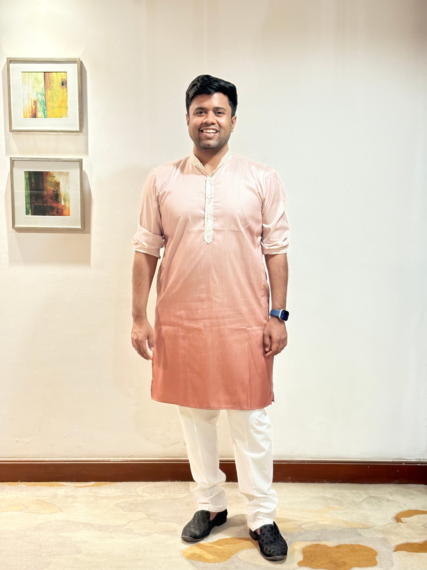 Ombre Peach Long Jacket Set