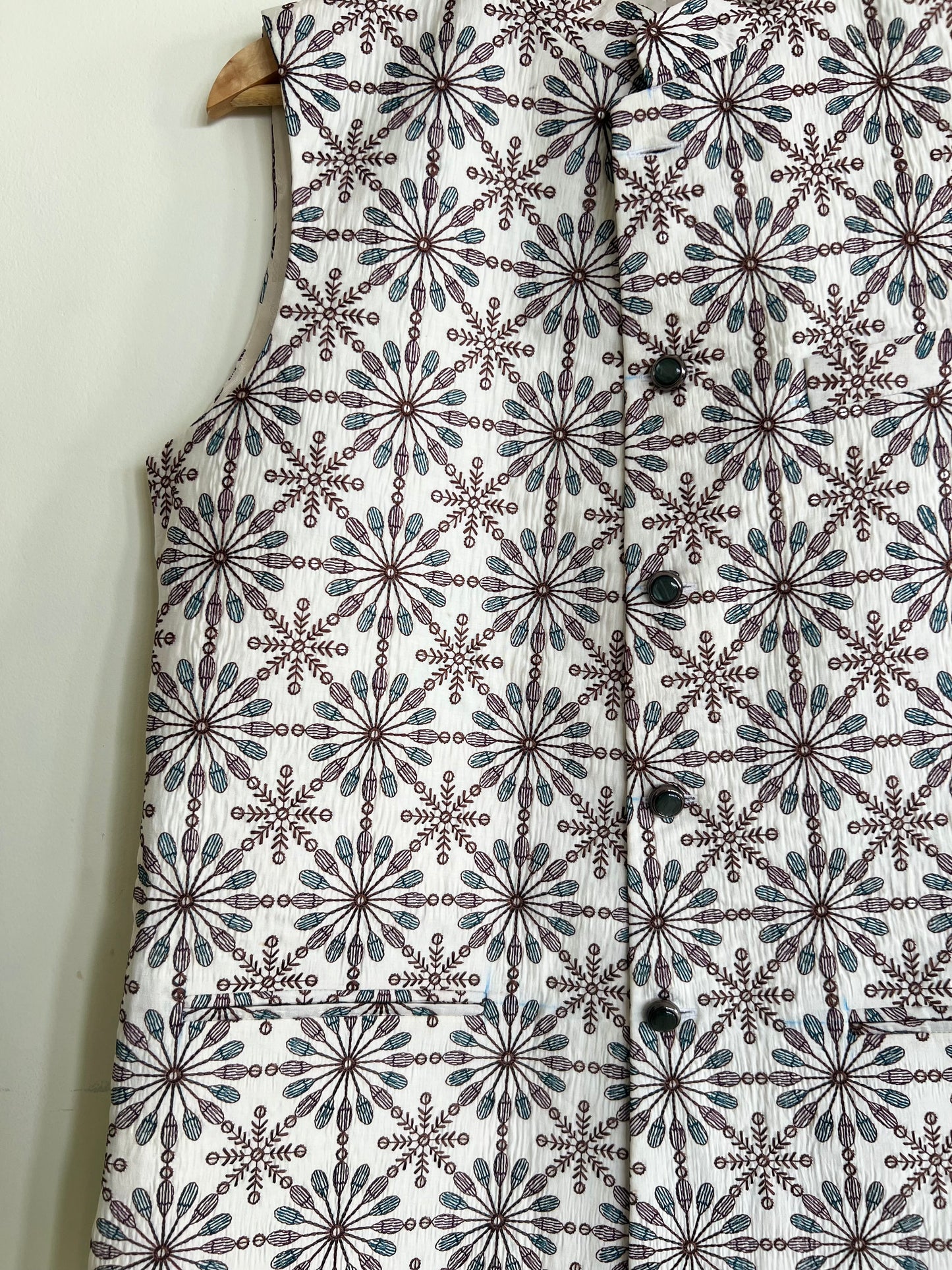 Premium White Floral Embroidered Jacket