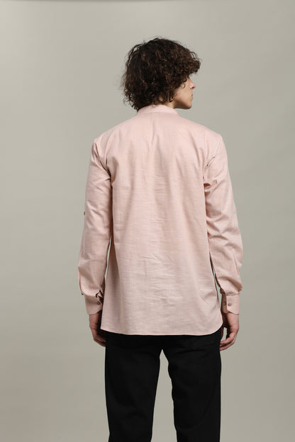 Peach Linen Short Kurta