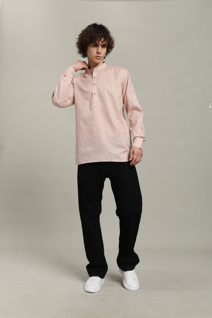 Peach Linen Short Kurta