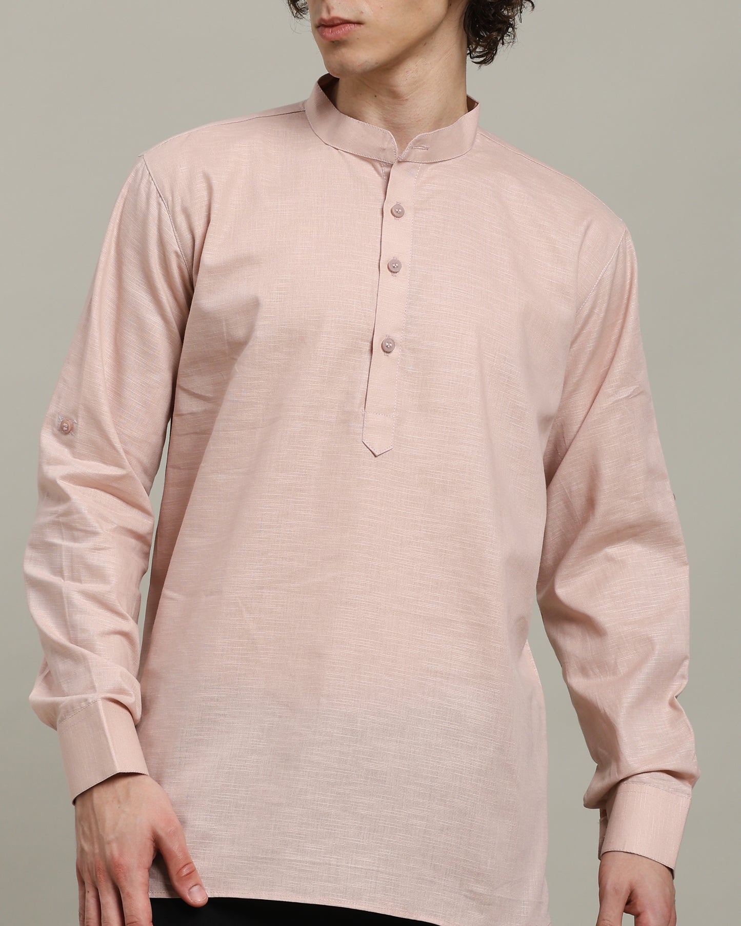 Peach Linen Short Kurta