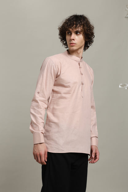 Peach Linen Short Kurta