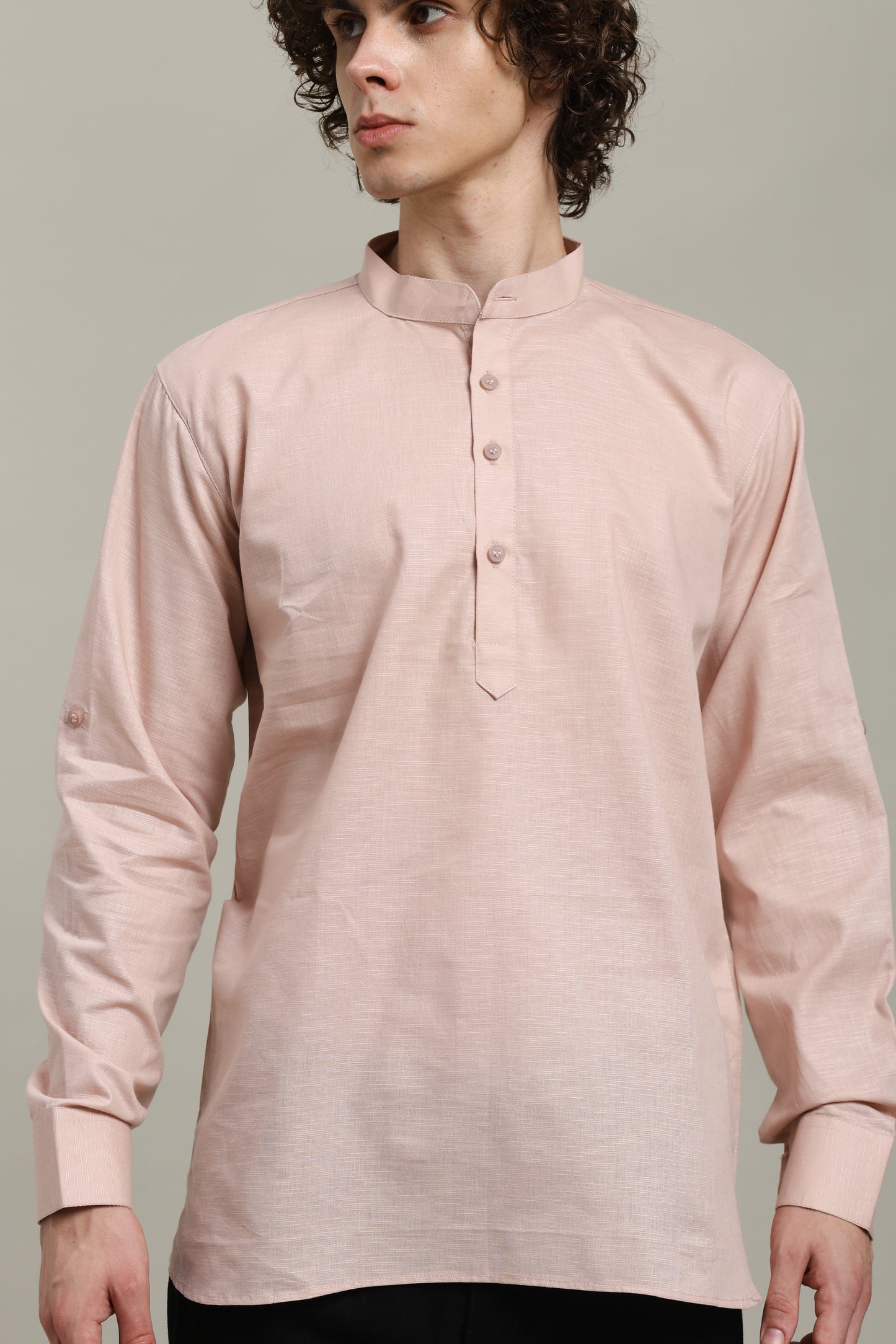 Peach Linen Short Kurta