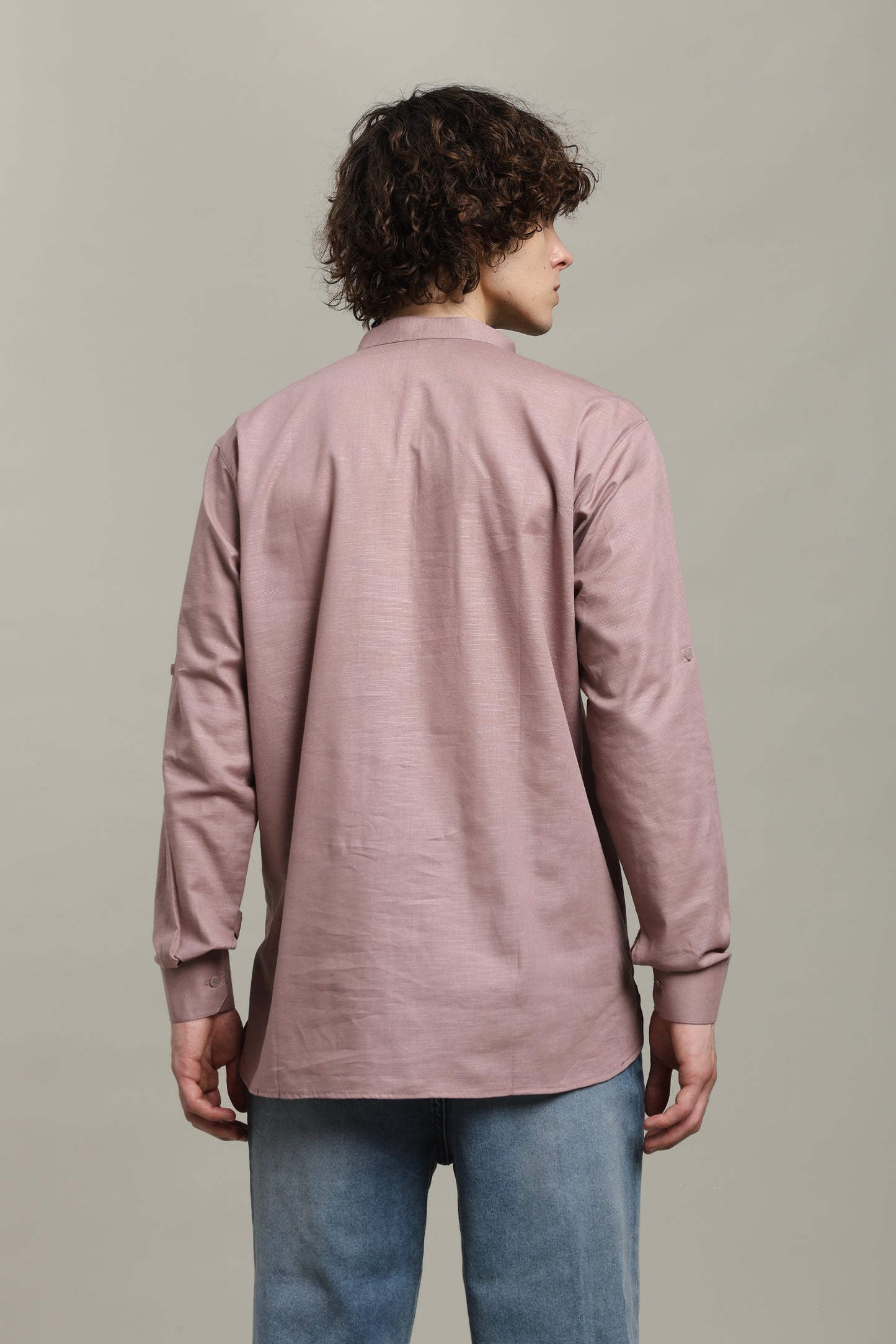 Mauve Linen Short Kurta