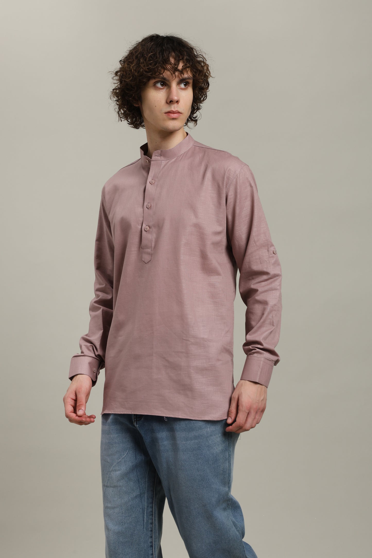 Mauve Linen Short Kurta