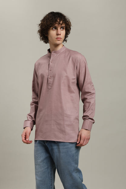 Mauve Linen Short Kurta
