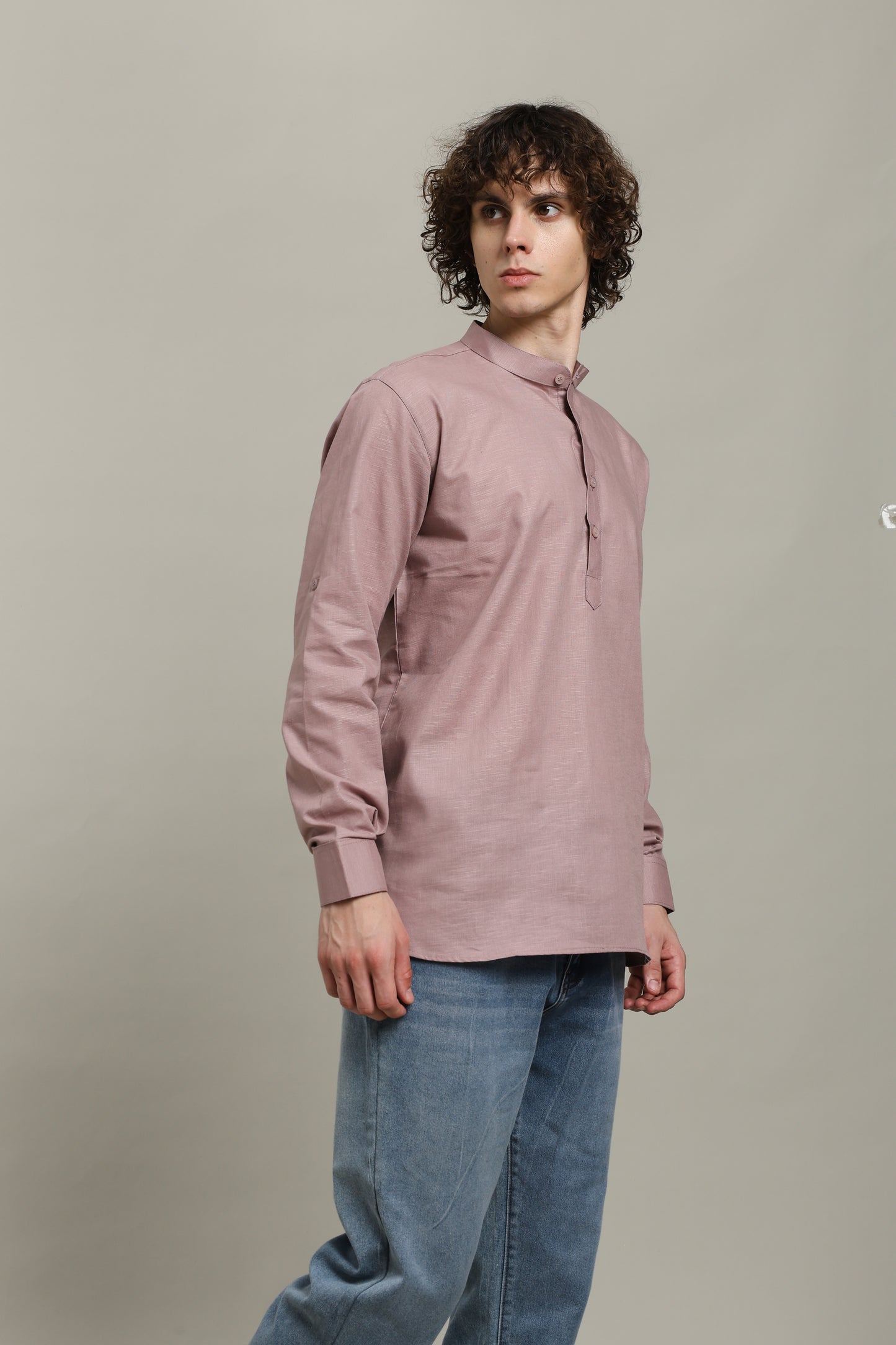 Mauve Linen Short Kurta