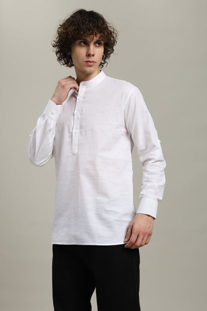 White Linen Short Kurta
