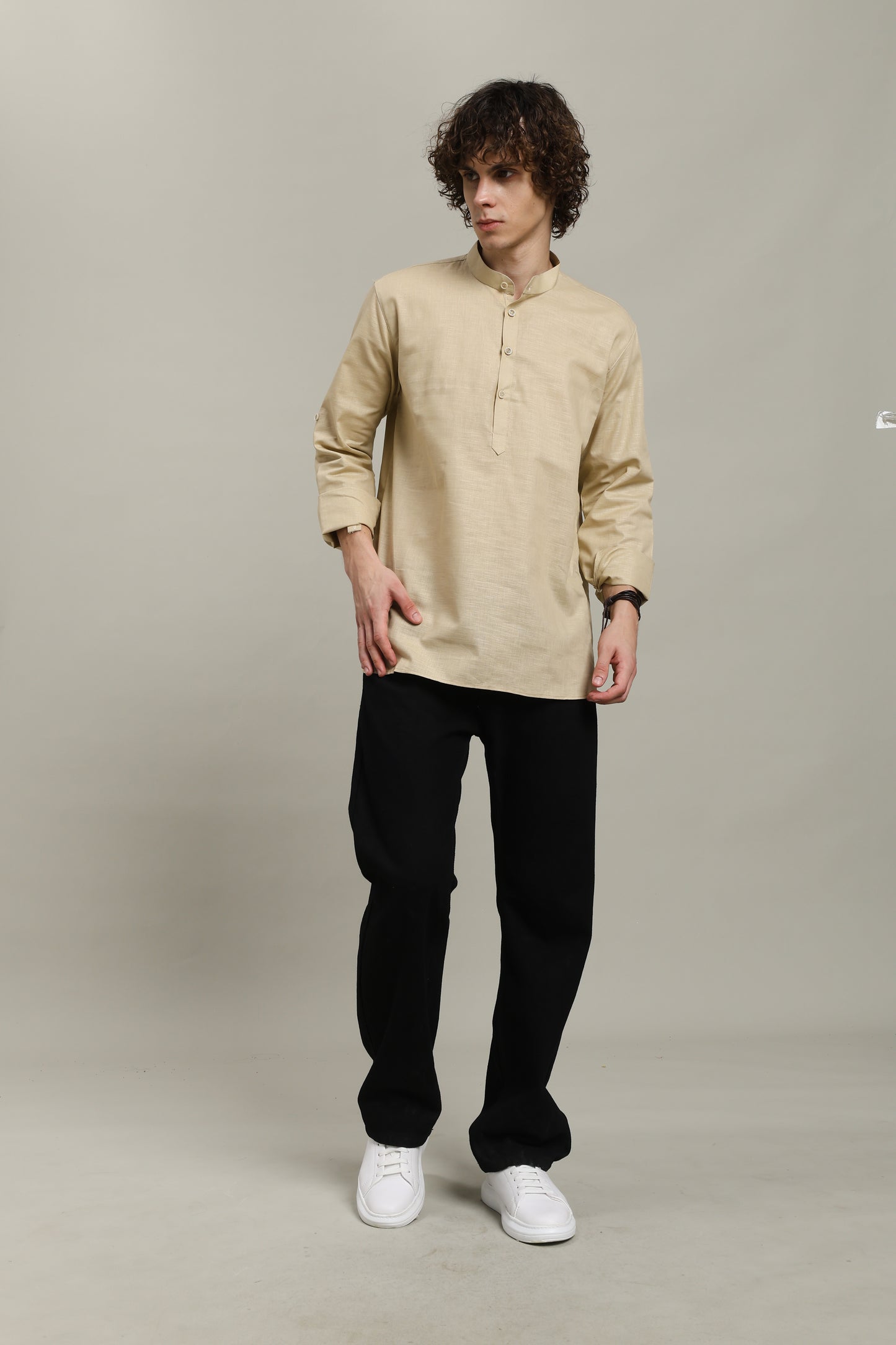 Camel Linen Short Kurta