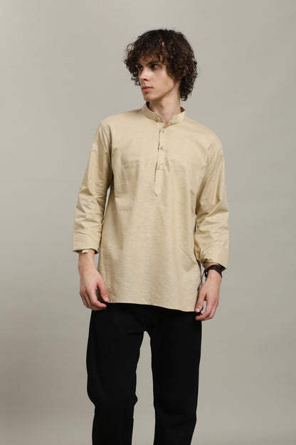 Camel Linen Short Kurta