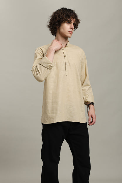 Camel Linen Short Kurta