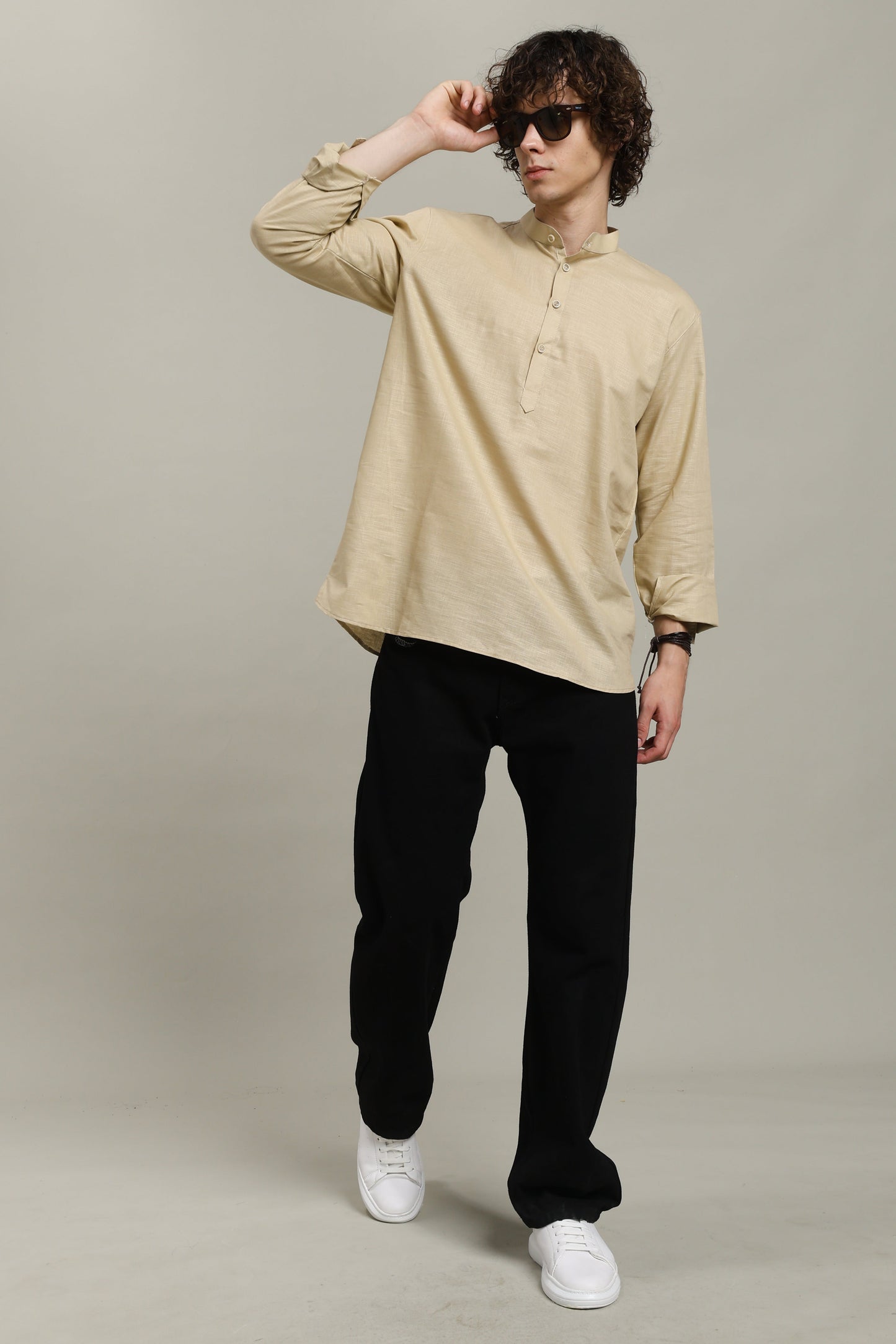 Camel Linen Short Kurta