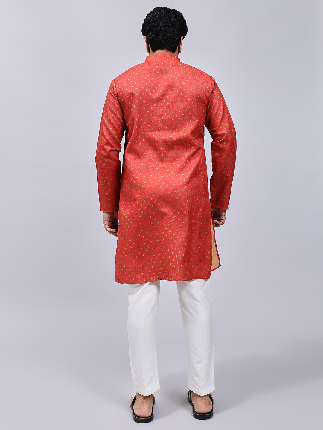 Tangerine Dotted Print Kurta Only
