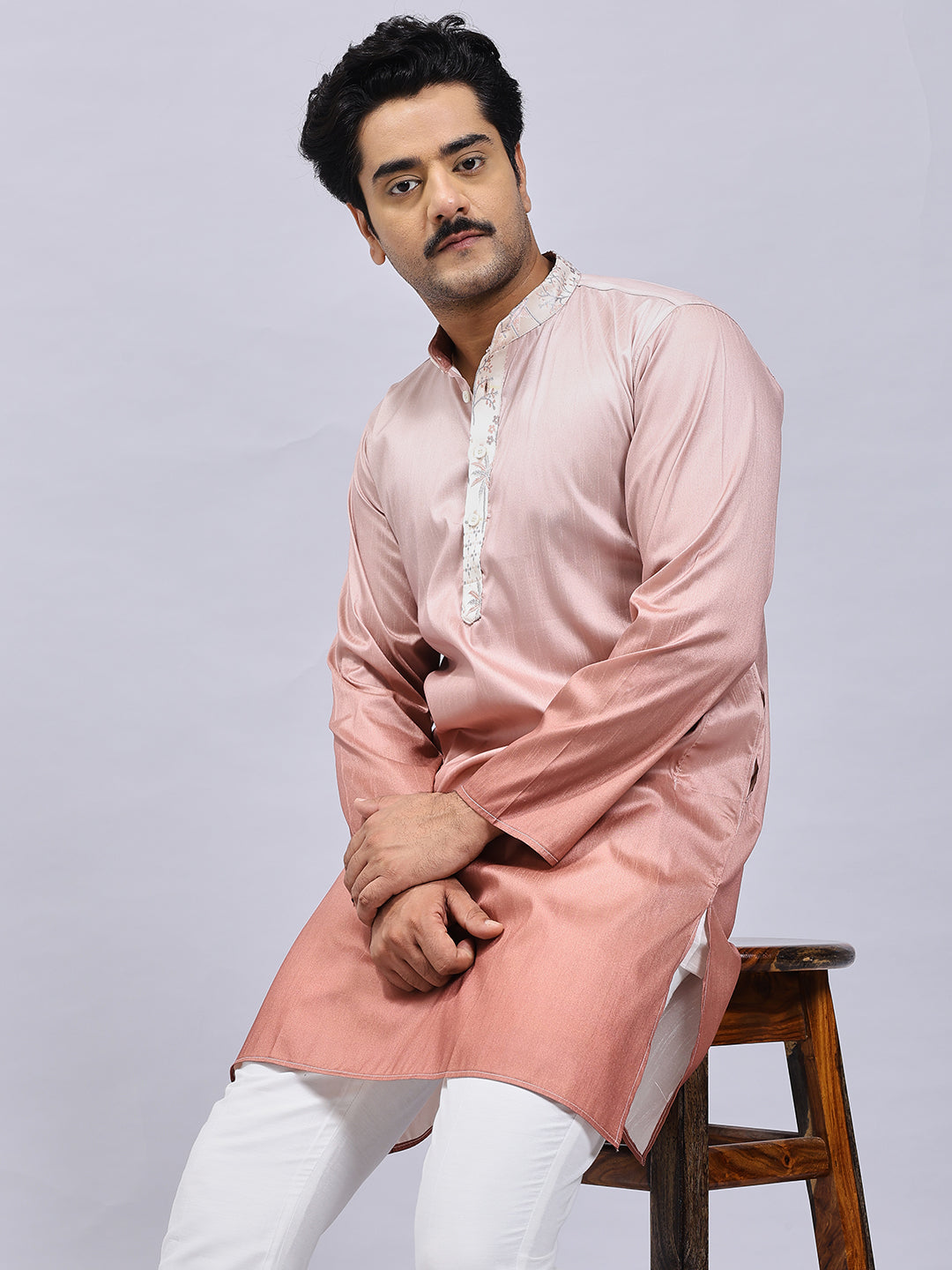 Ombre Peach Long Jacket Set