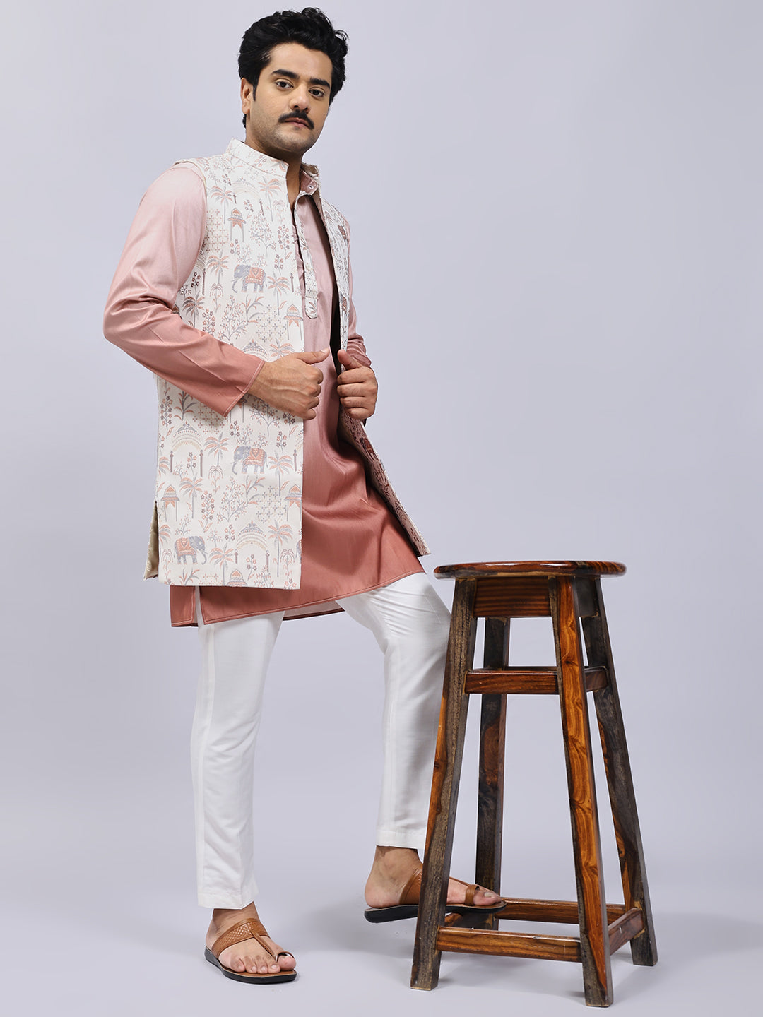 Ombre Peach Long Jacket Set