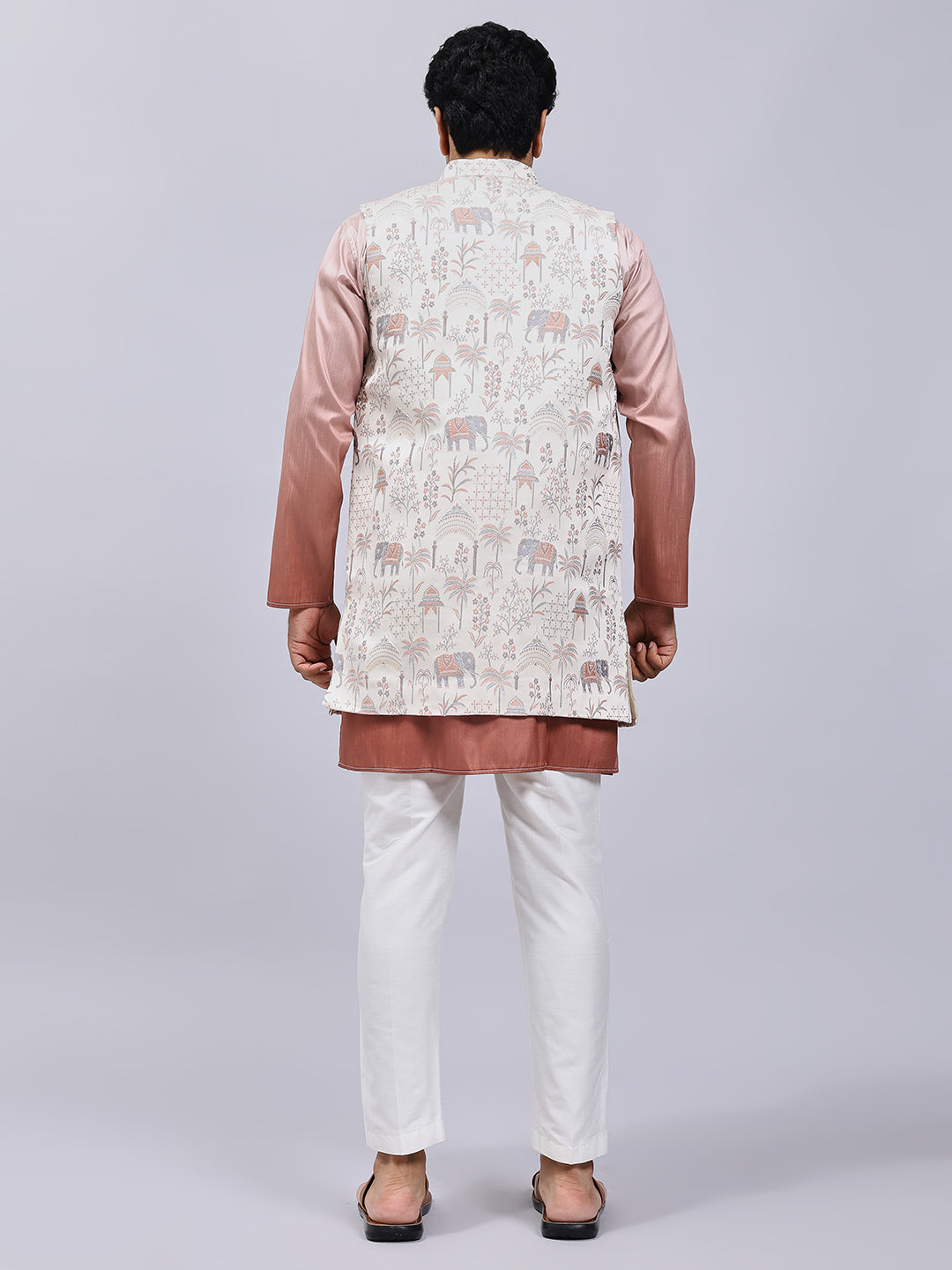 Ombre Peach Long Jacket Set