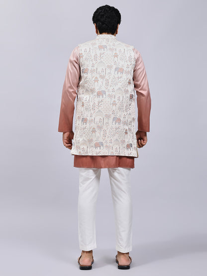 Ombre Peach Long Jacket Set