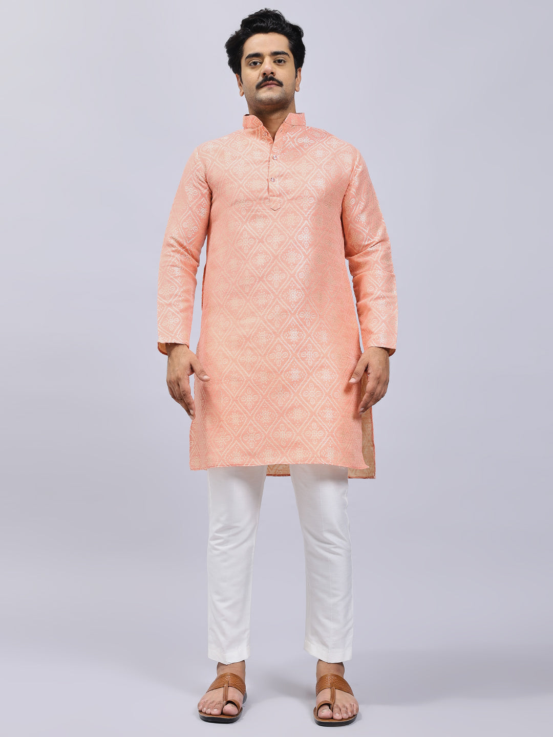 Traditional Peach Bandhani Kurta Only