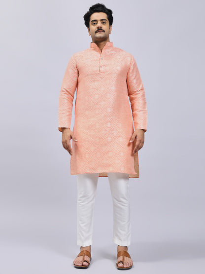 Traditional Peach Bandhani Kurta Only