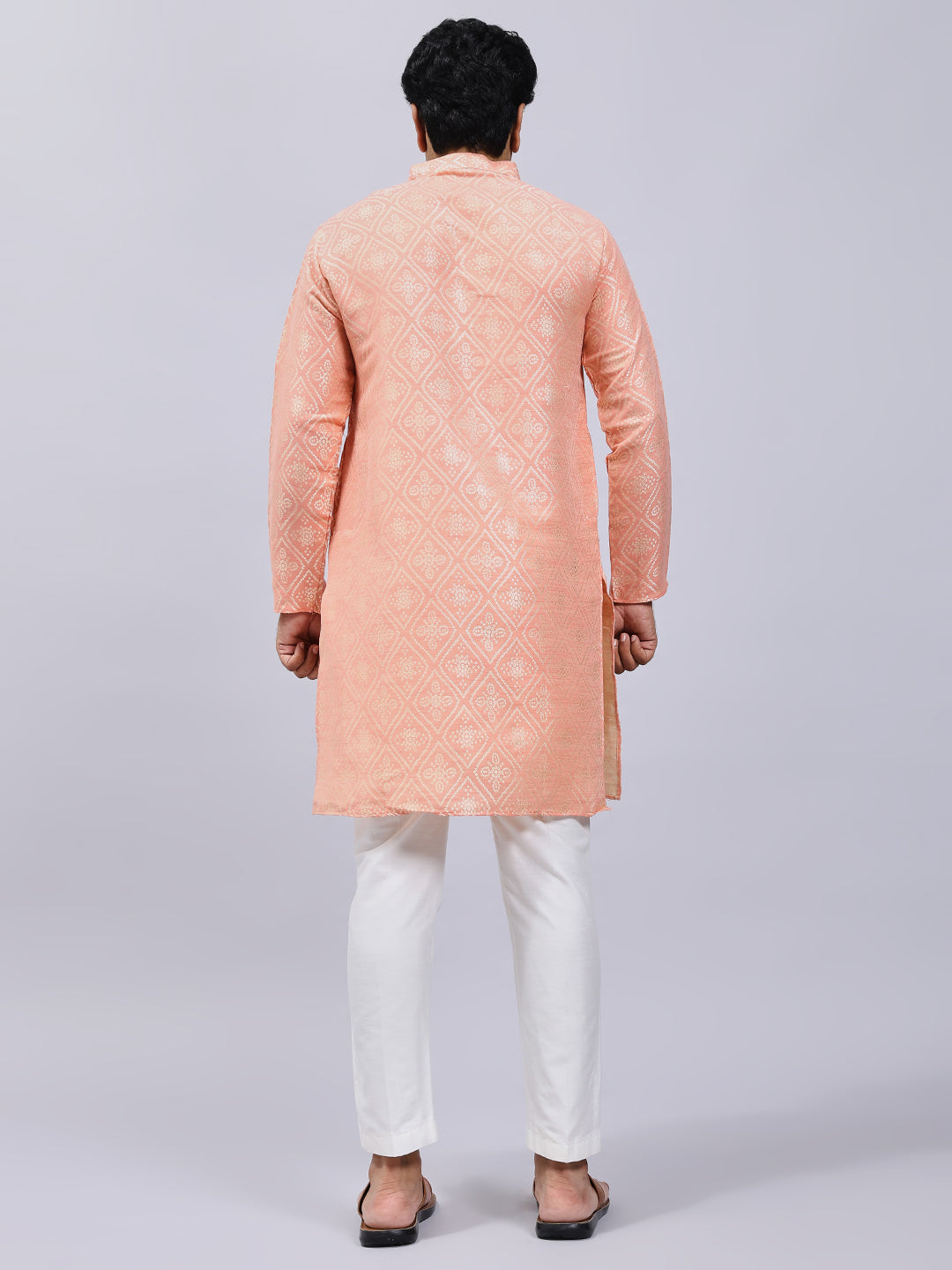 Traditional Peach Bandhani Kurta Only