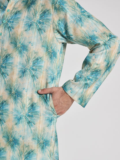 Embroidered Designer Green Kurta