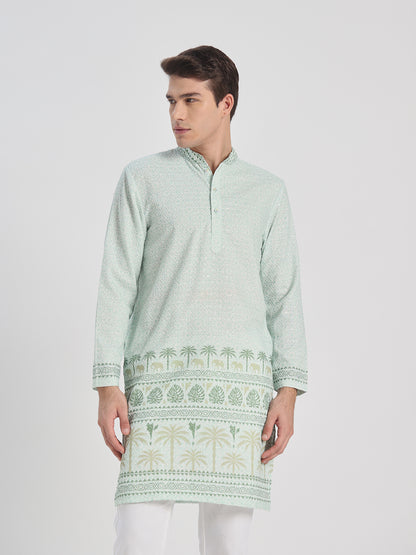 Green Panel Ombre Kurta