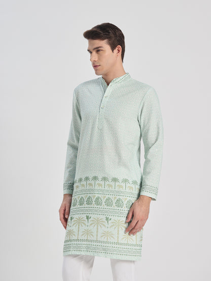 Green Panel Ombre Kurta