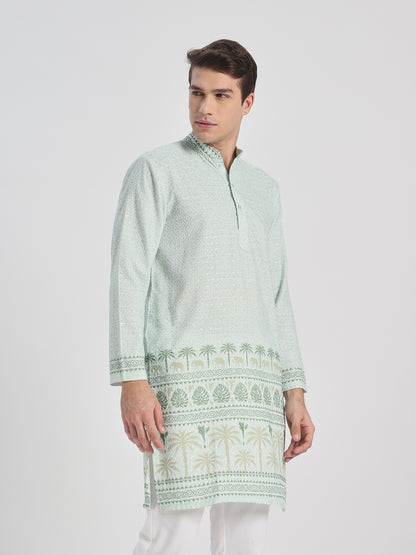 Green Panel Ombre Kurta