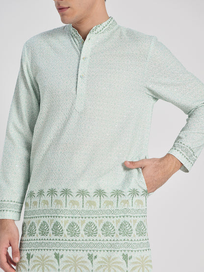 Green Panel Ombre Kurta