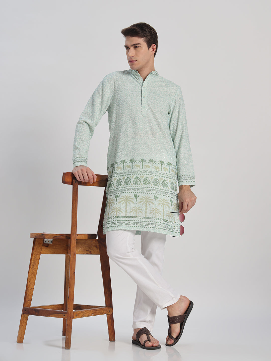 Green Panel Ombre Kurta