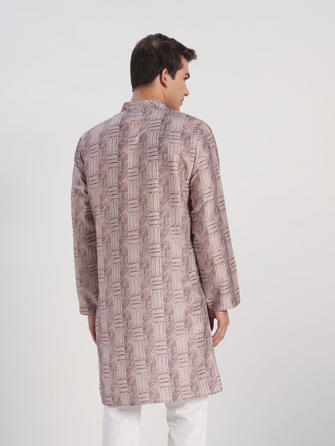 Printed Wine Cotton Kurta