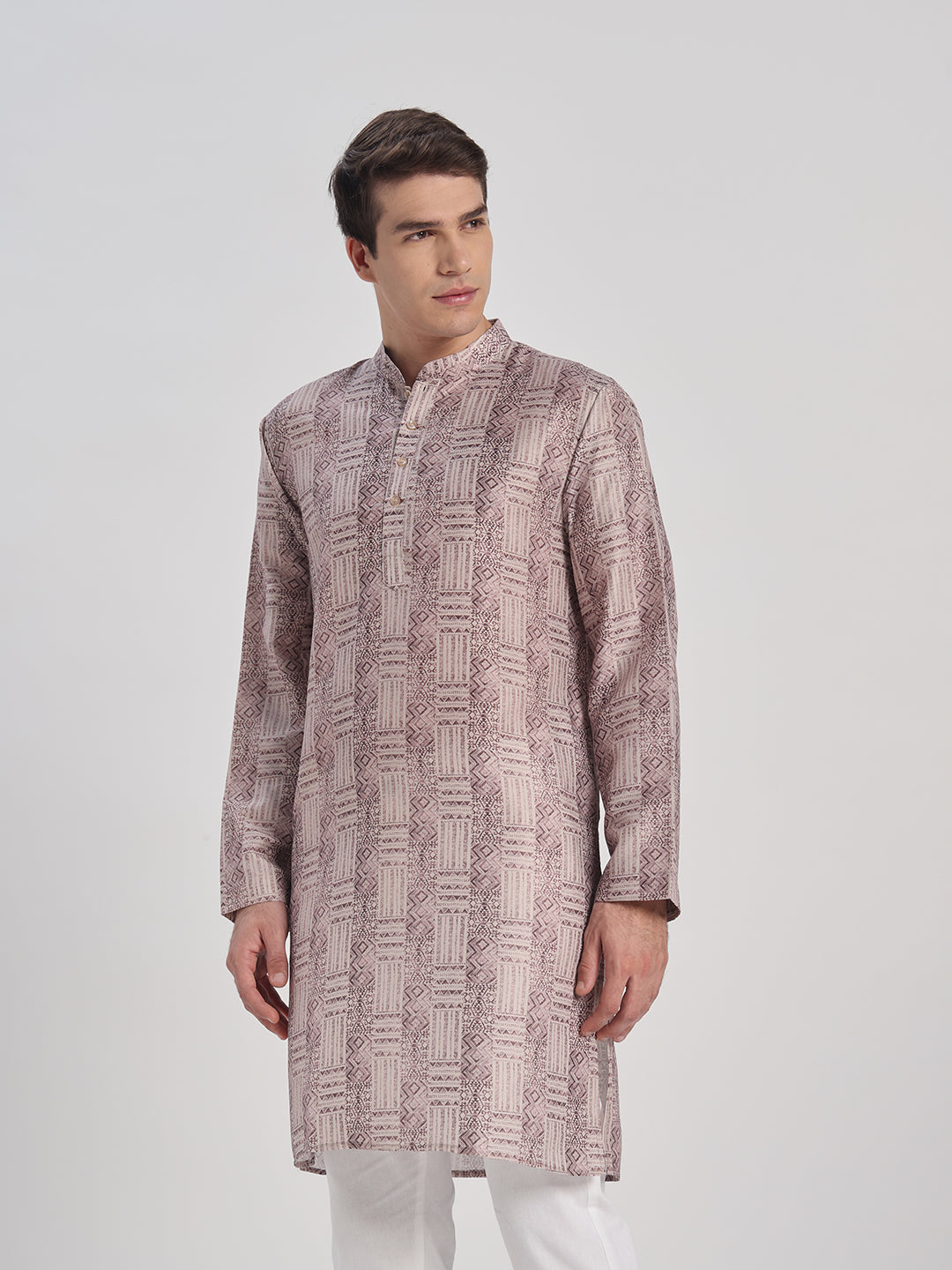 Printed Wine Cotton Kurta