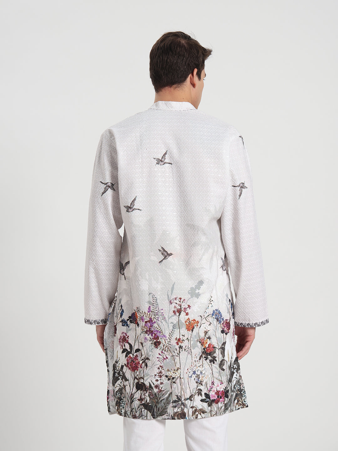 White Grey Panel Ombre Kurta