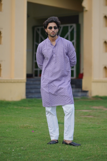 Purple Chikankari Kurta Set