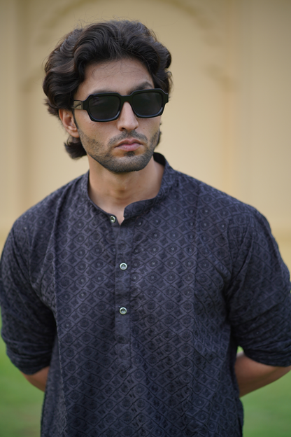 Black Chikankari Kurta Set