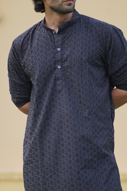 Black Chikankari Kurta Set