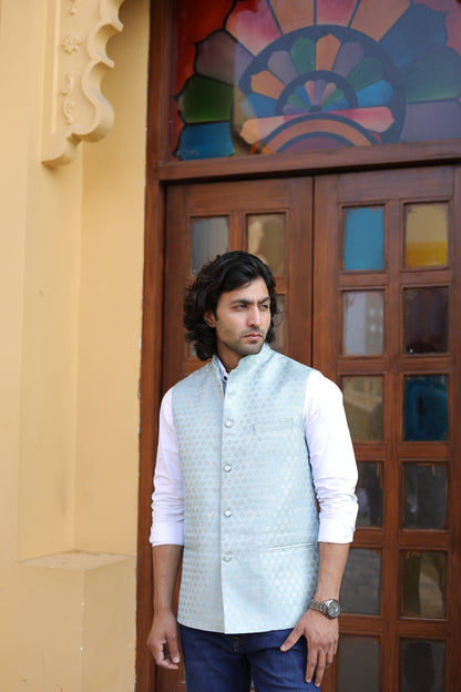 Light Blue Jacquard Jacket