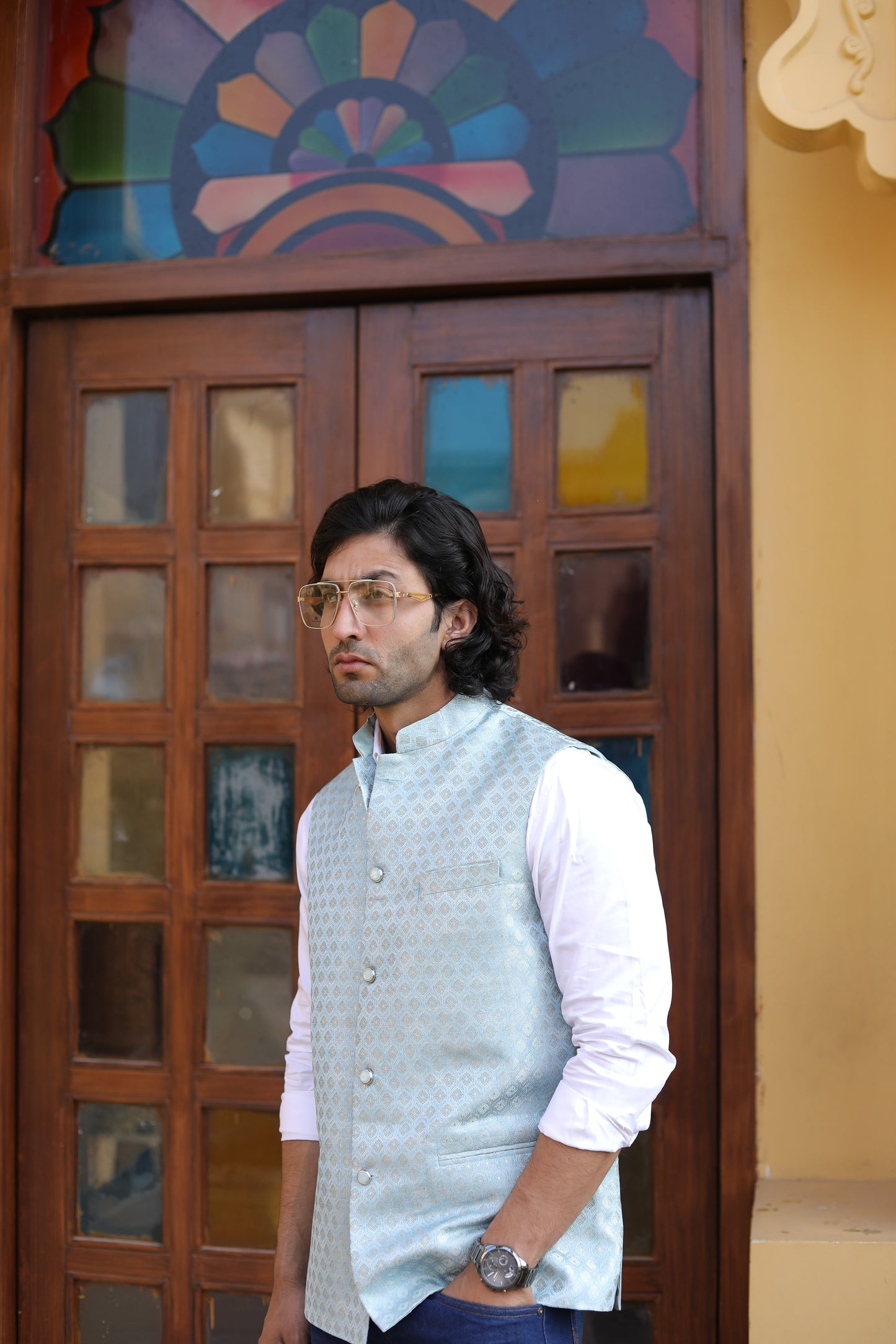 Light Blue Jacquard Jacket