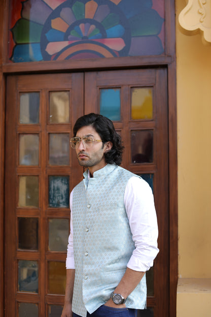Light Blue Jacquard Jacket