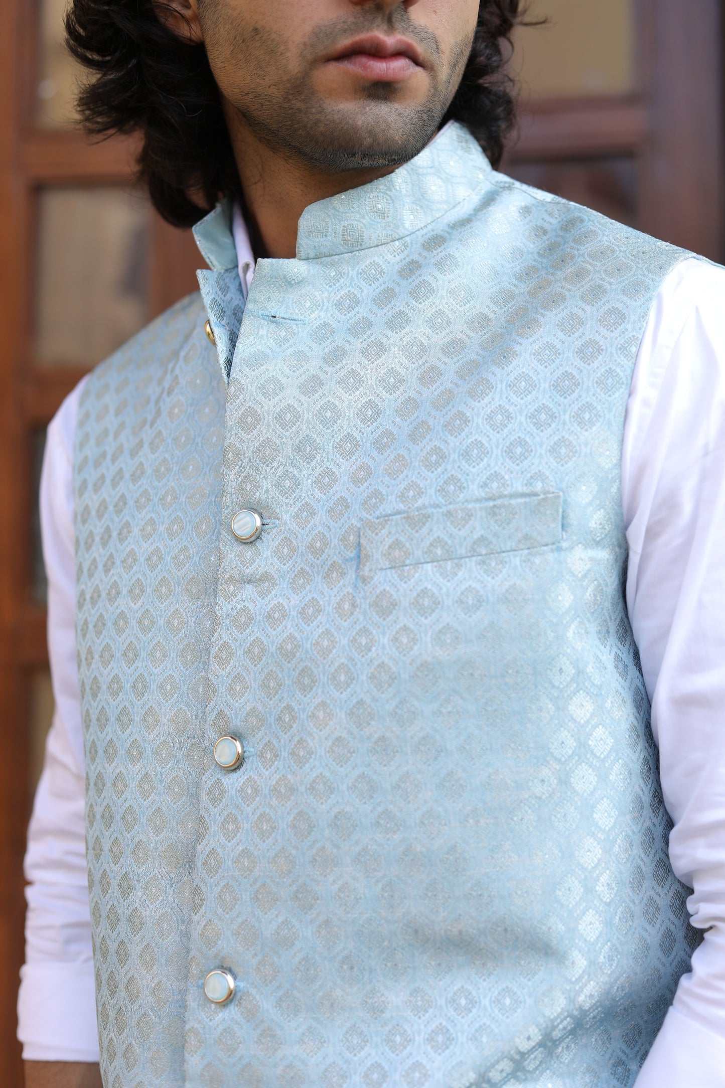 Light Blue Jacquard Jacket