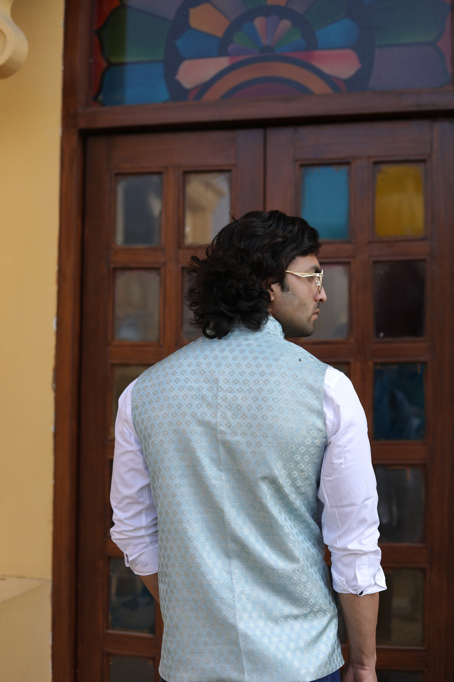 Light Blue Jacquard Jacket