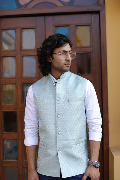 Light Blue Jacquard Jacket