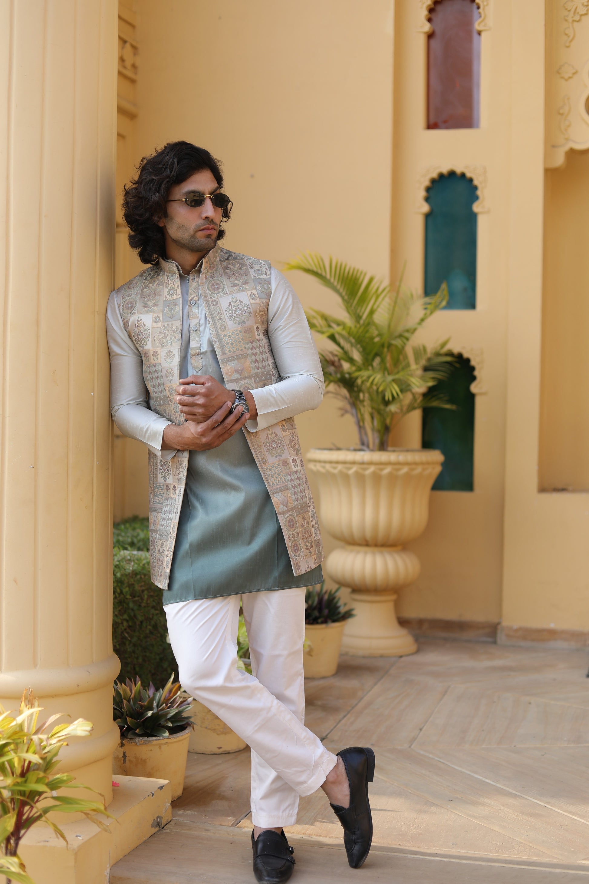 Ombre Kurta Long Kurta With Jacket Buy Elegant Blue Ombre Silk