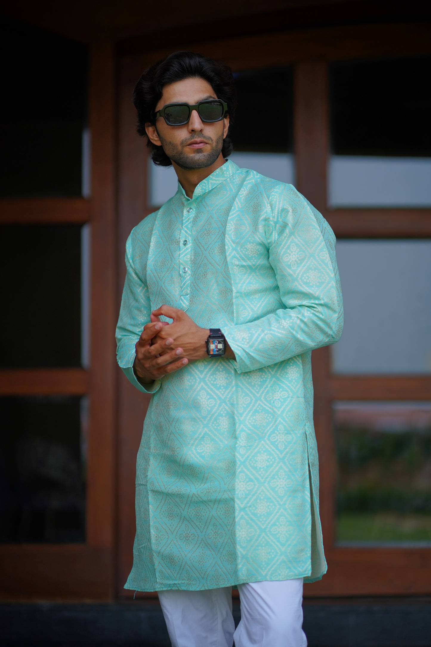 Traditional Blue Bandhani Kurta Set