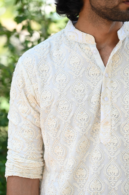 Royal White Embroidery Kurta Only